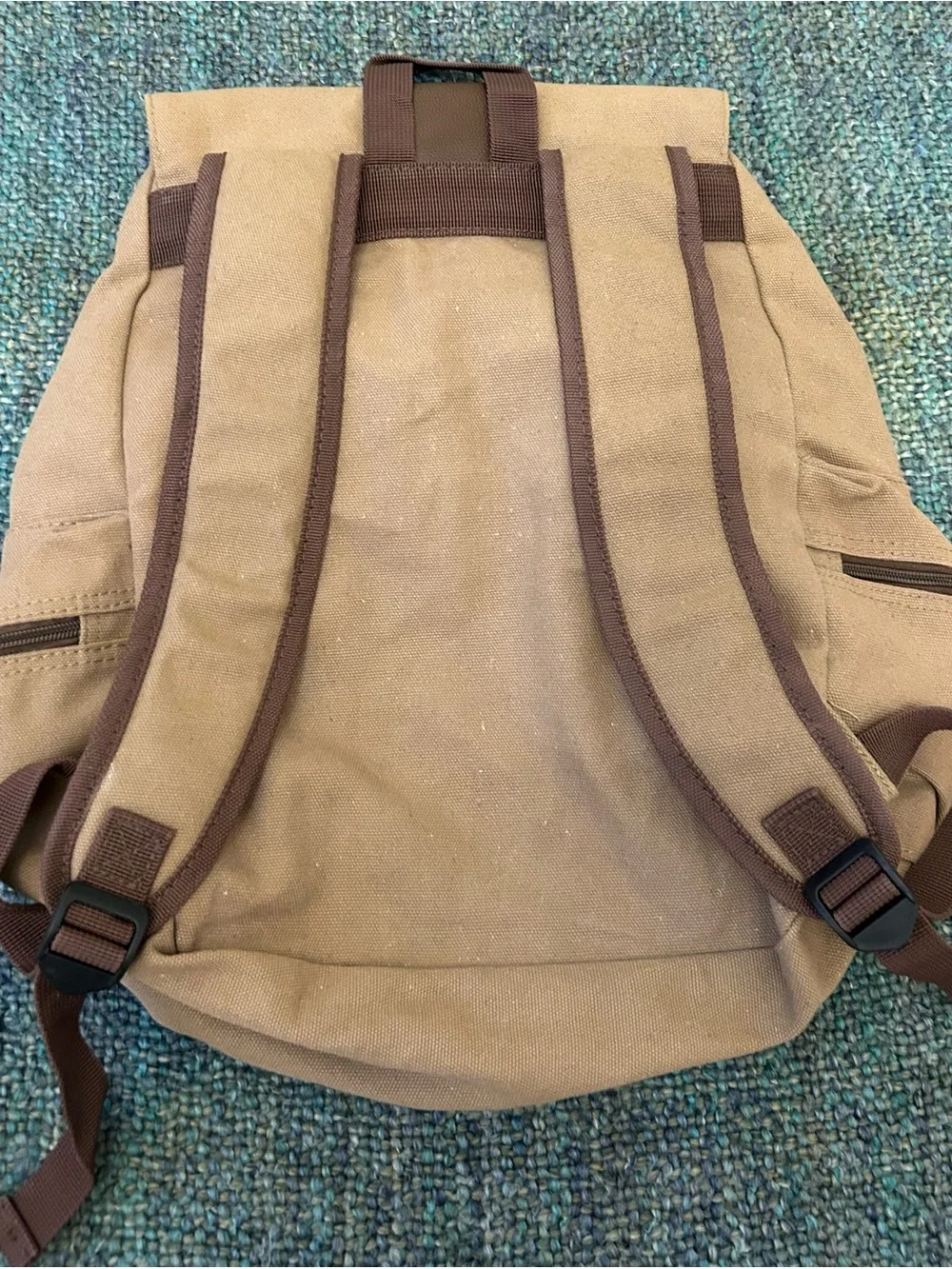 Bella Russo Drawstring Khaki Canvas Backpack 18